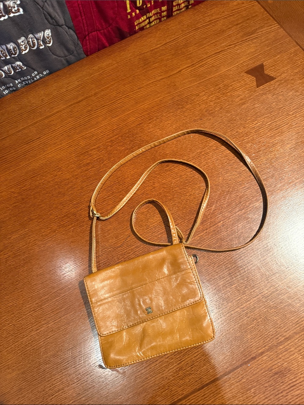 HOBO Tan Leather “Jill” Wallet Two Compartment Crossbody Bag
